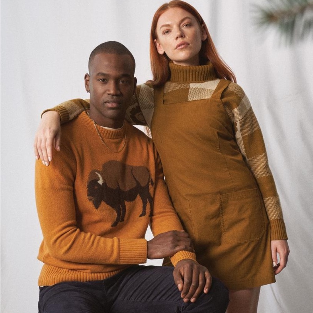 United by Blue Corduroy Pinafore Dress in Smoky Ochre